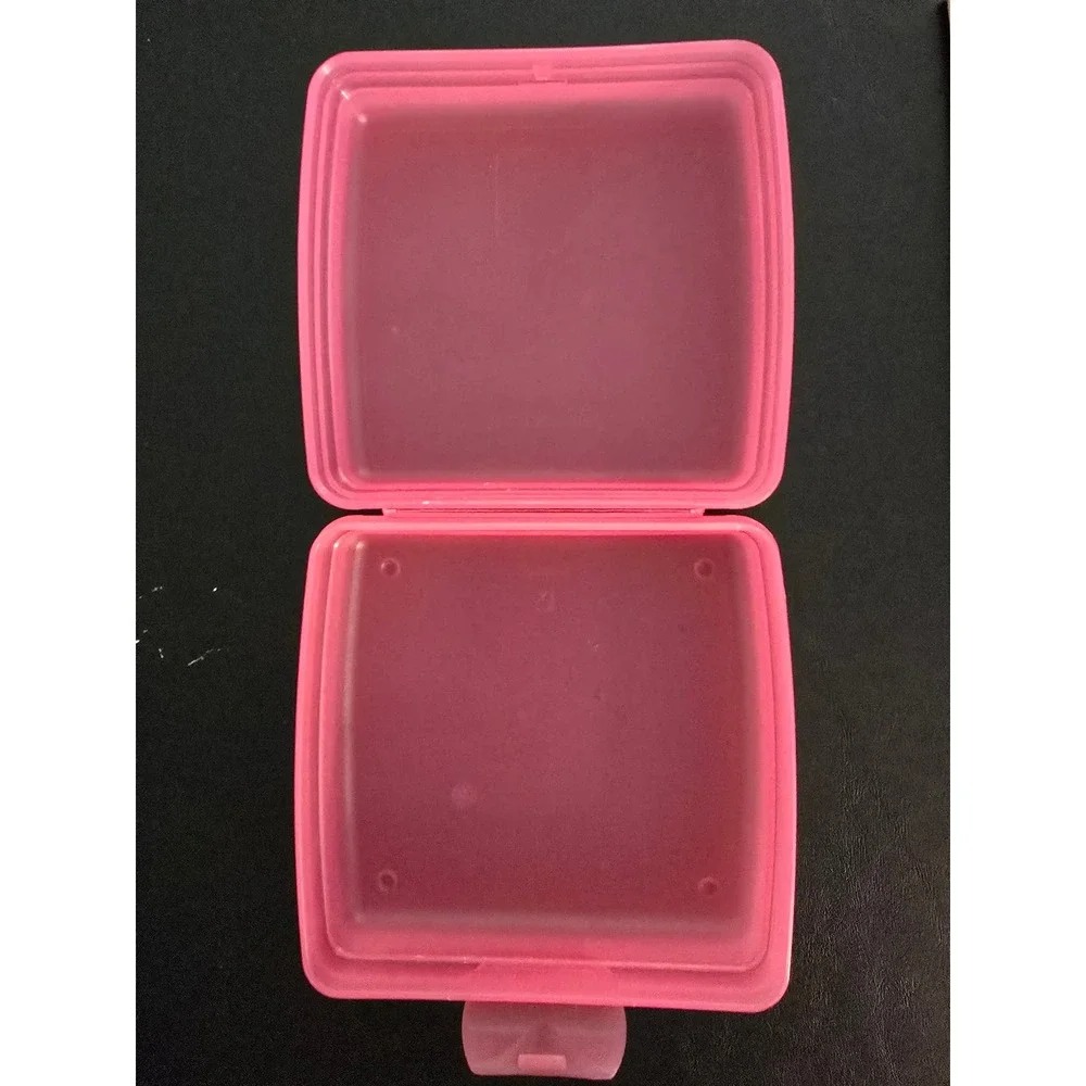 Tupperware Sandwich Keeper Set of 3 Vintage Blue & Pink Hinged Food Containers